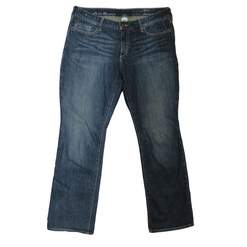 Eddie Bauer Womens Curvy Fit Barely Boot Distressed Blue Jeans‎ Size 10Short